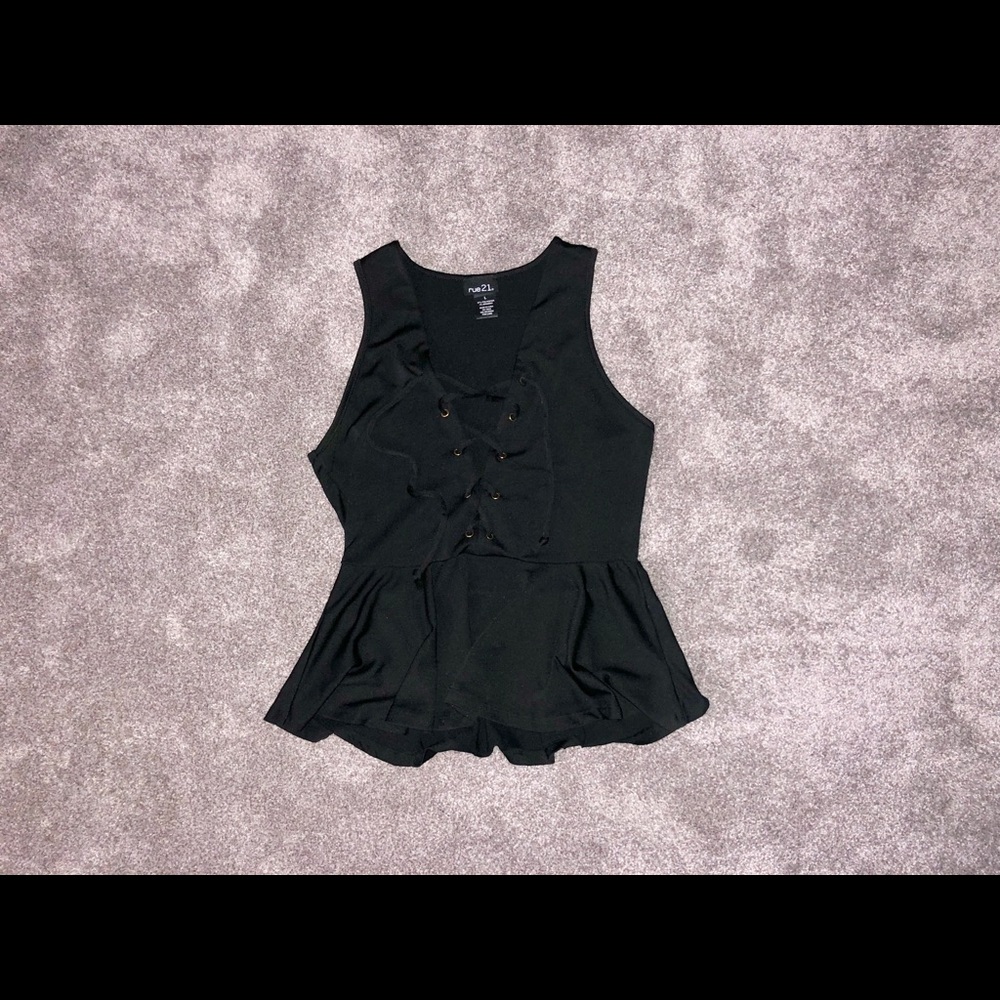 Black Lace Up Tank